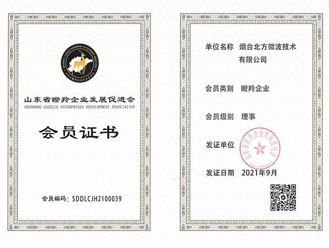 山東省瞪羚企業(yè)發(fā)展促進(jìn)會(huì)會(huì)員證書(shū)